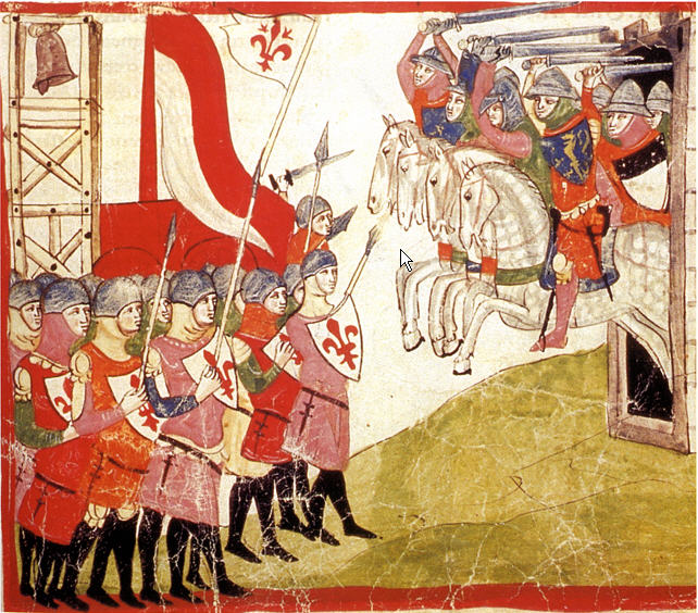 Figure 36: (F1_16_5) Workshop of Pacino di Bonaguida, Miniature of the battle of Monteperti, from Giovanni Villani, Nuova Cronica