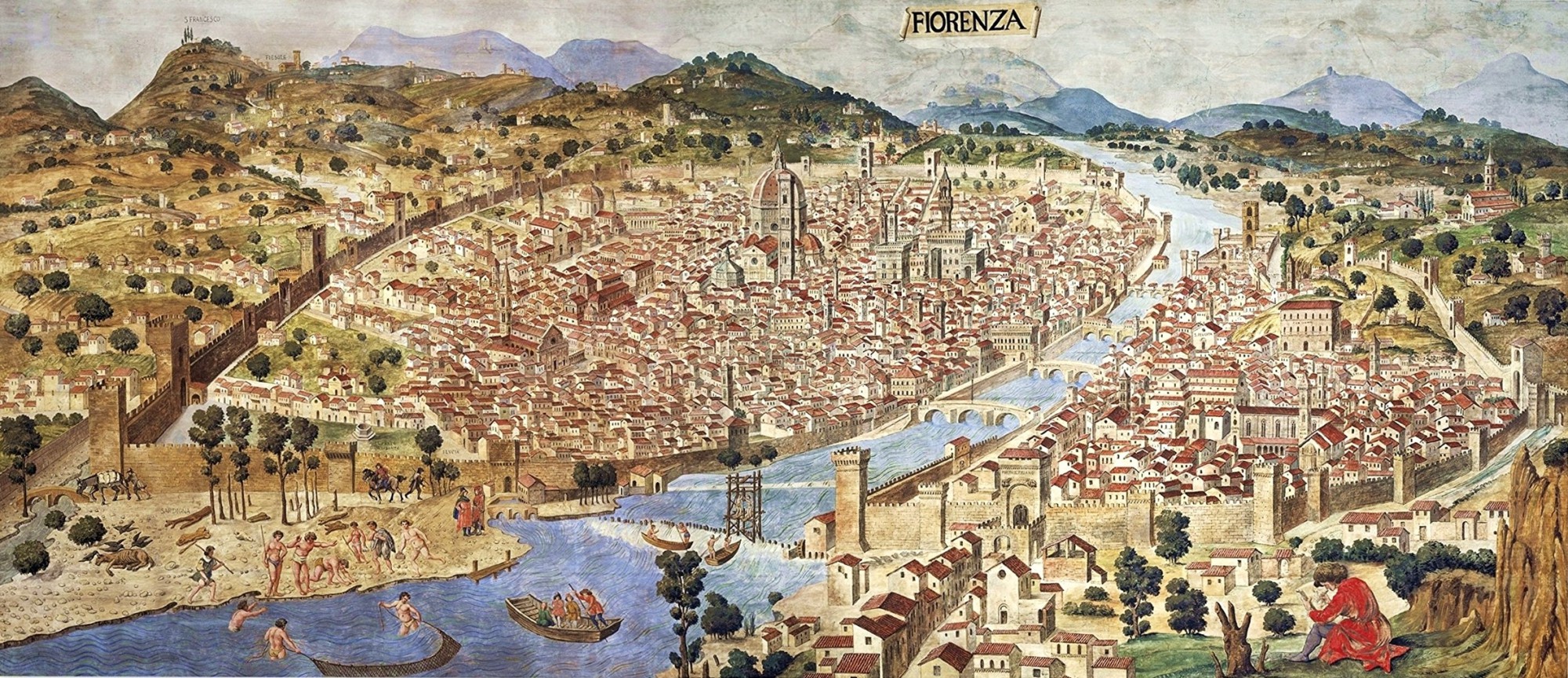 Figure 1: (F1_1a_bis) Francesco Rosselli, Catena map of Florence, c. 1480, Museo di Firenze com’era