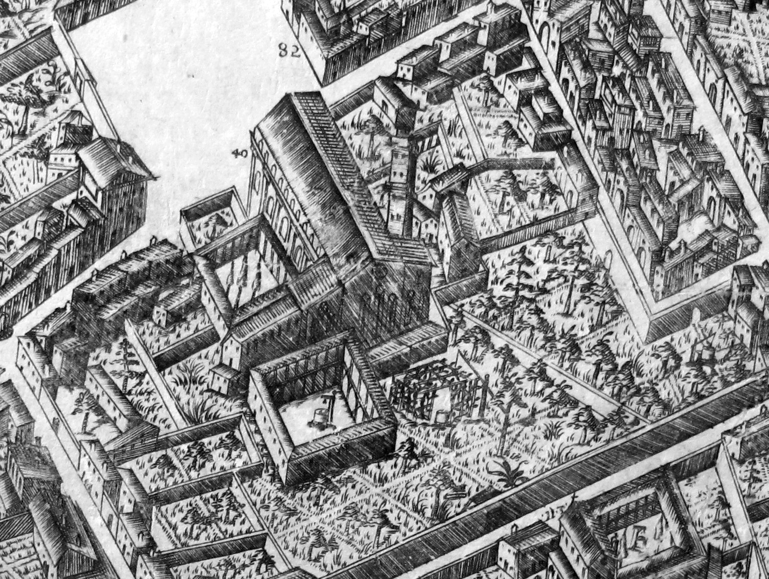 Figure 16: (F3_10a) Stefano Buonsignori, Detail of Santa Maria del Carmine, 1484, Museo di Firenze com’era