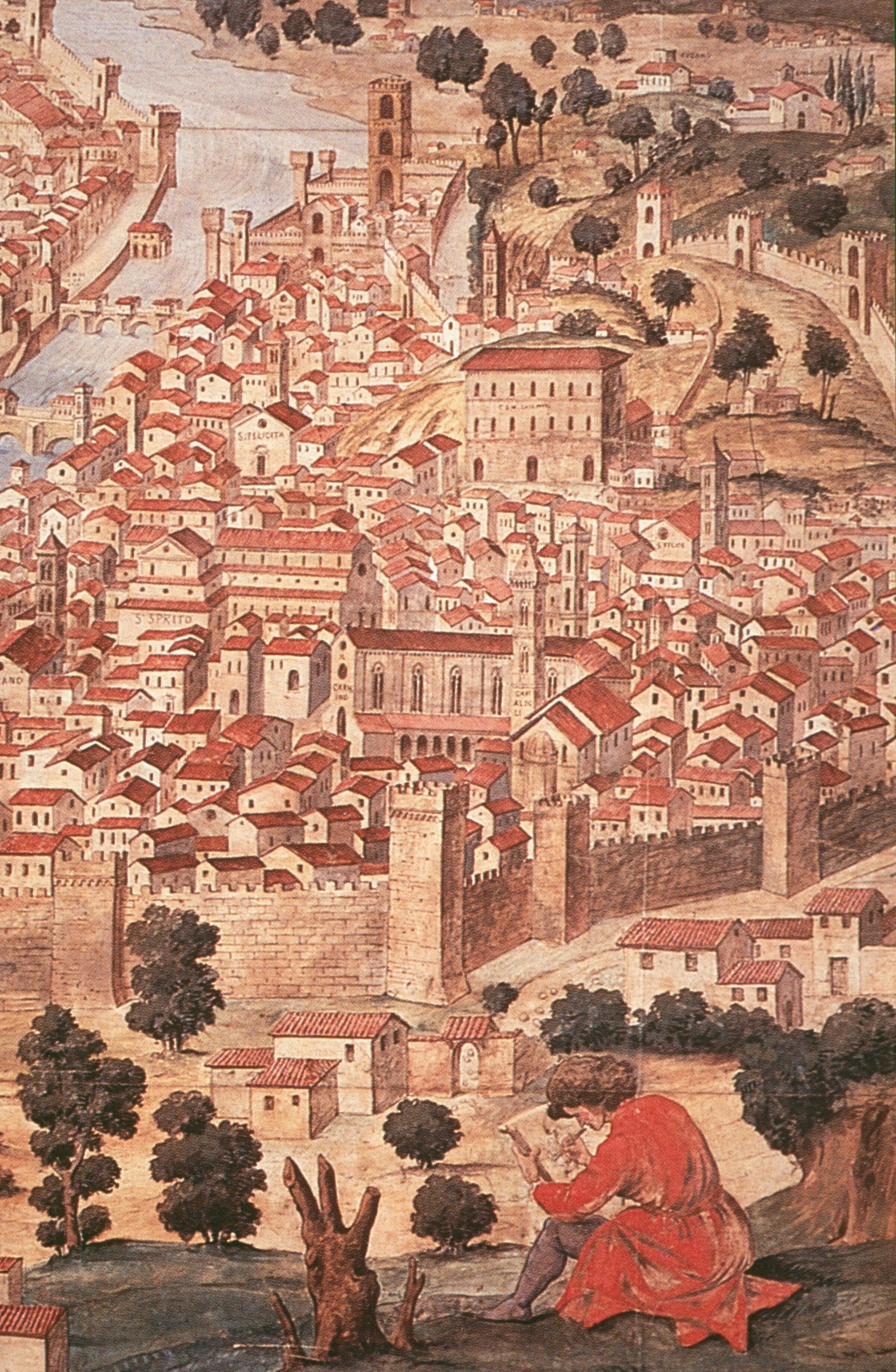 Figure 5: (F3_3a) Francesco Rosselli, Detail of Santa Maria del Carmine in the Catena map, Museo di Firenze com’era