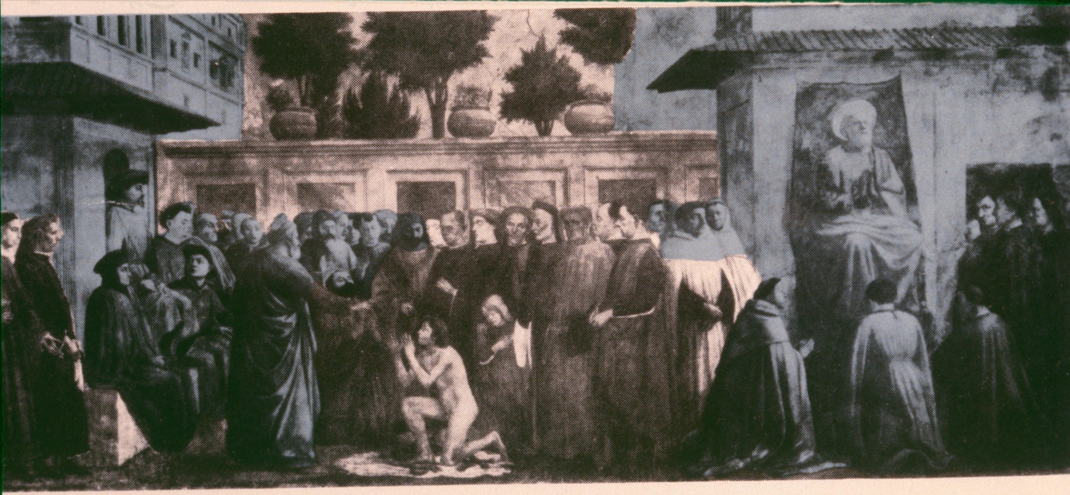 Figure 64: (F3_45) Diagram showing, in blue, portions of fresco in Brancacci chapel by Masaccio