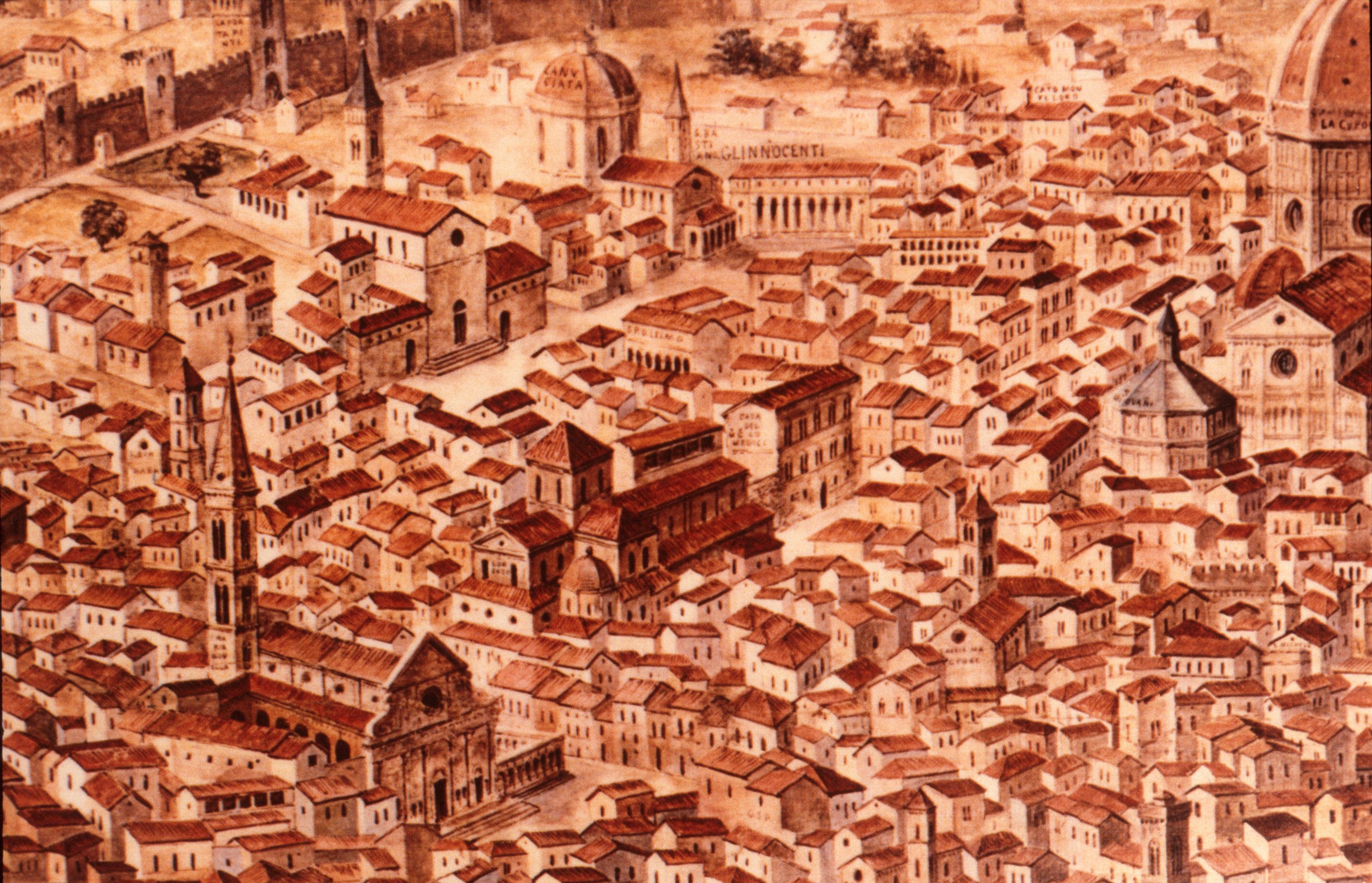 Figure 2: (F6_1a) Francesco Rosselli, Detail from Catena map showing Medici neighbourhood
