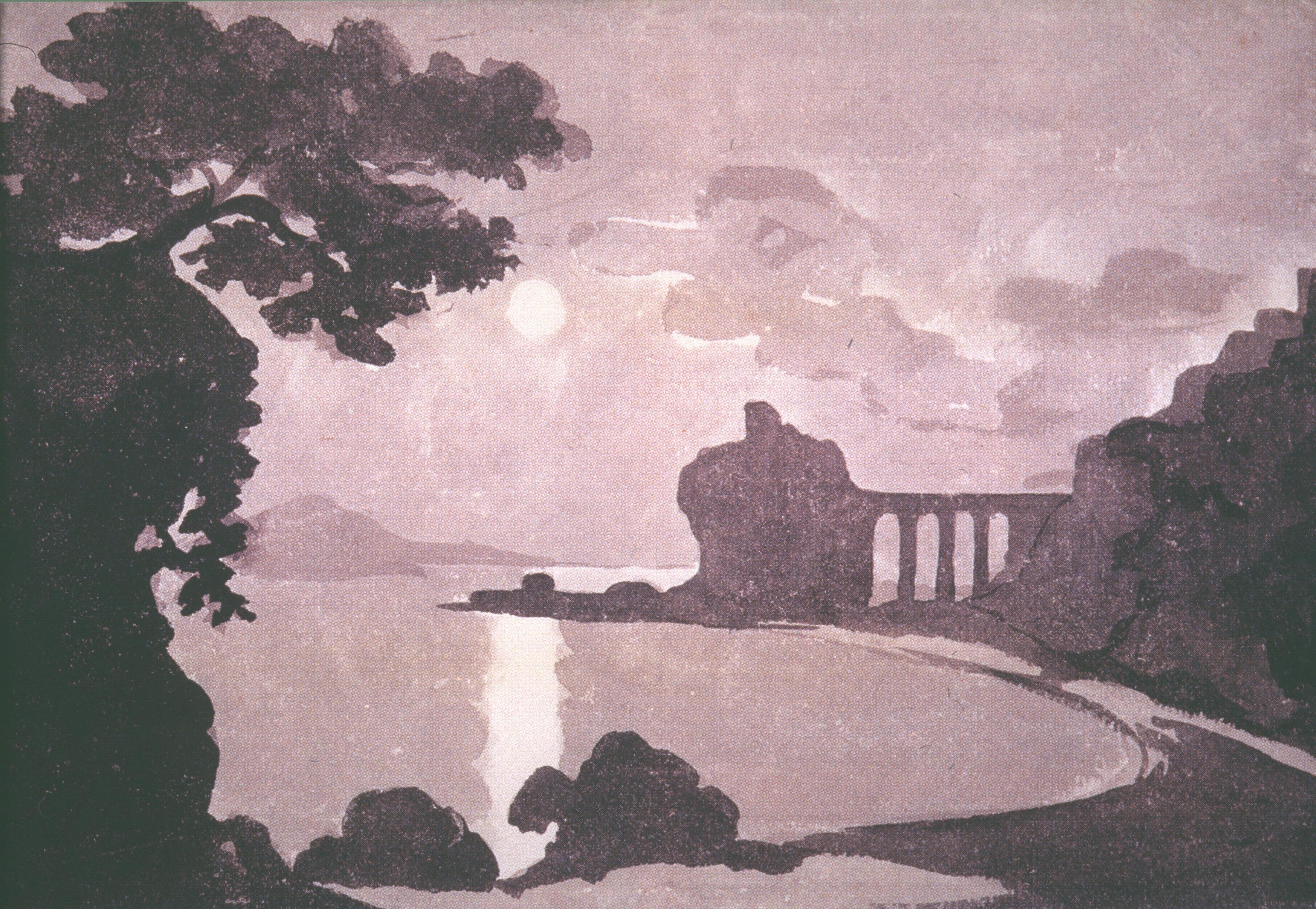 Figure 57: (O_G_57) Painting of the coast and full moon by Goethe