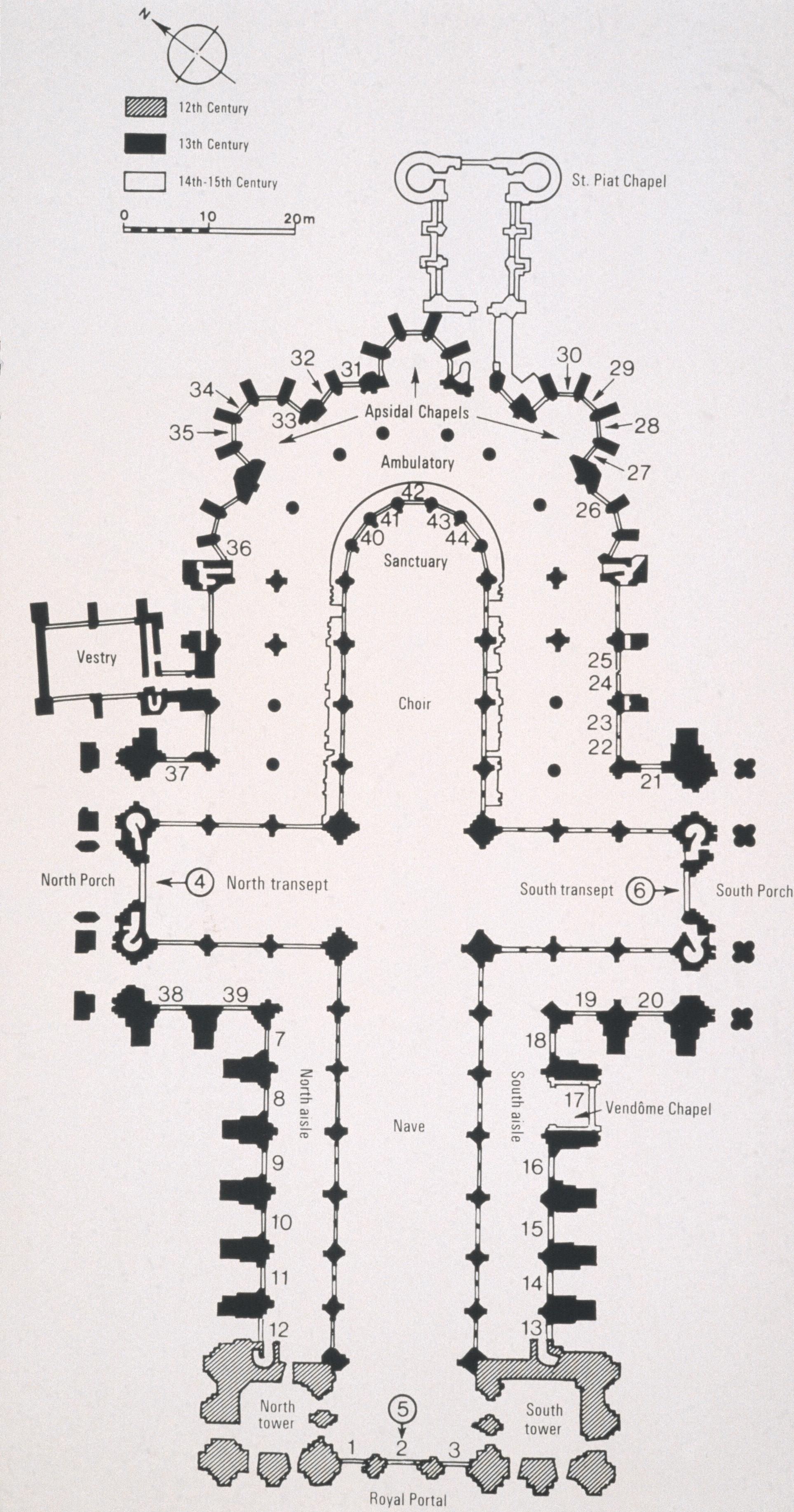 Figure 23: (P_Pa_23) Rose window over North Portal at Chartres; Plan of the cathedral