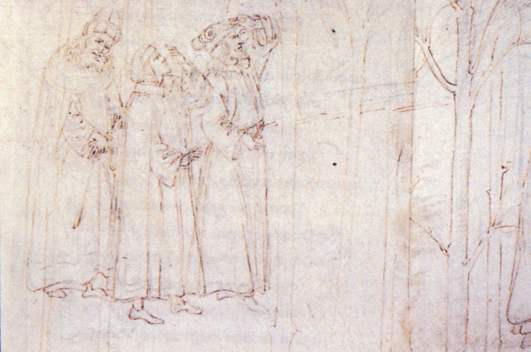 Figure 38: (P_BD_37) Two illustrations by Botticelli of Virgil, dejected, from Purgatorio 28 and Purgatorio 29 (details)