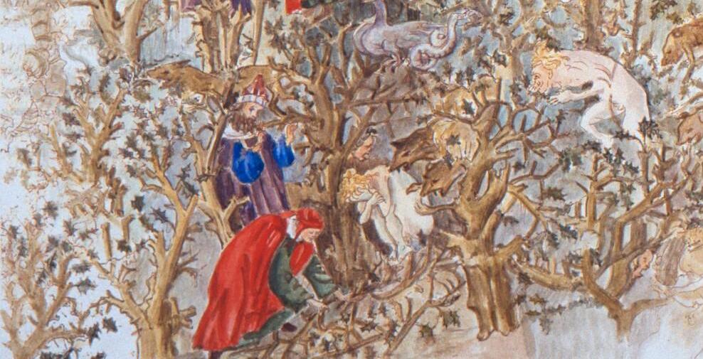 Figure 40: (P_BD_39) Botticelli illustration from Inferno 13, with added colour