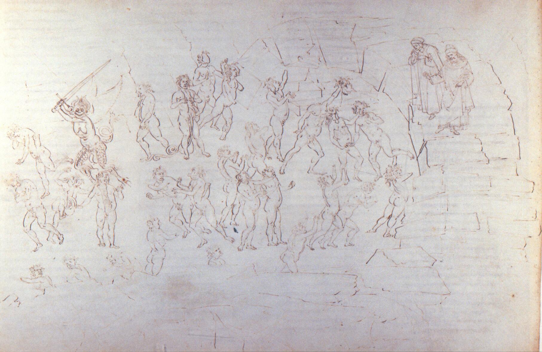 Figure 5: (P_BD_5) Botticelli illustration from Inferno 28, and (inset) detail from the same