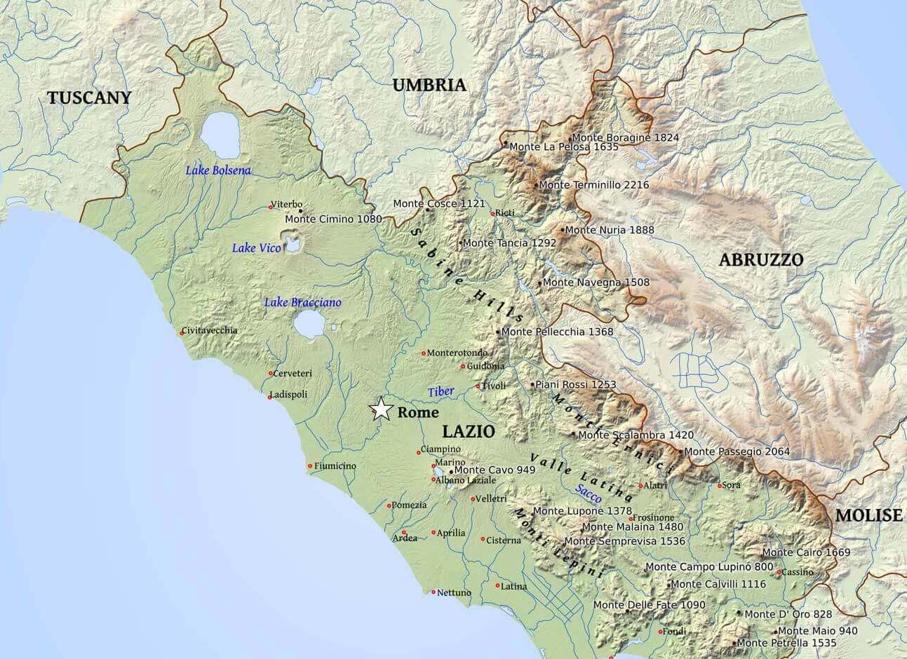 Figure 21: (R1_12) Relief map of Lazio
