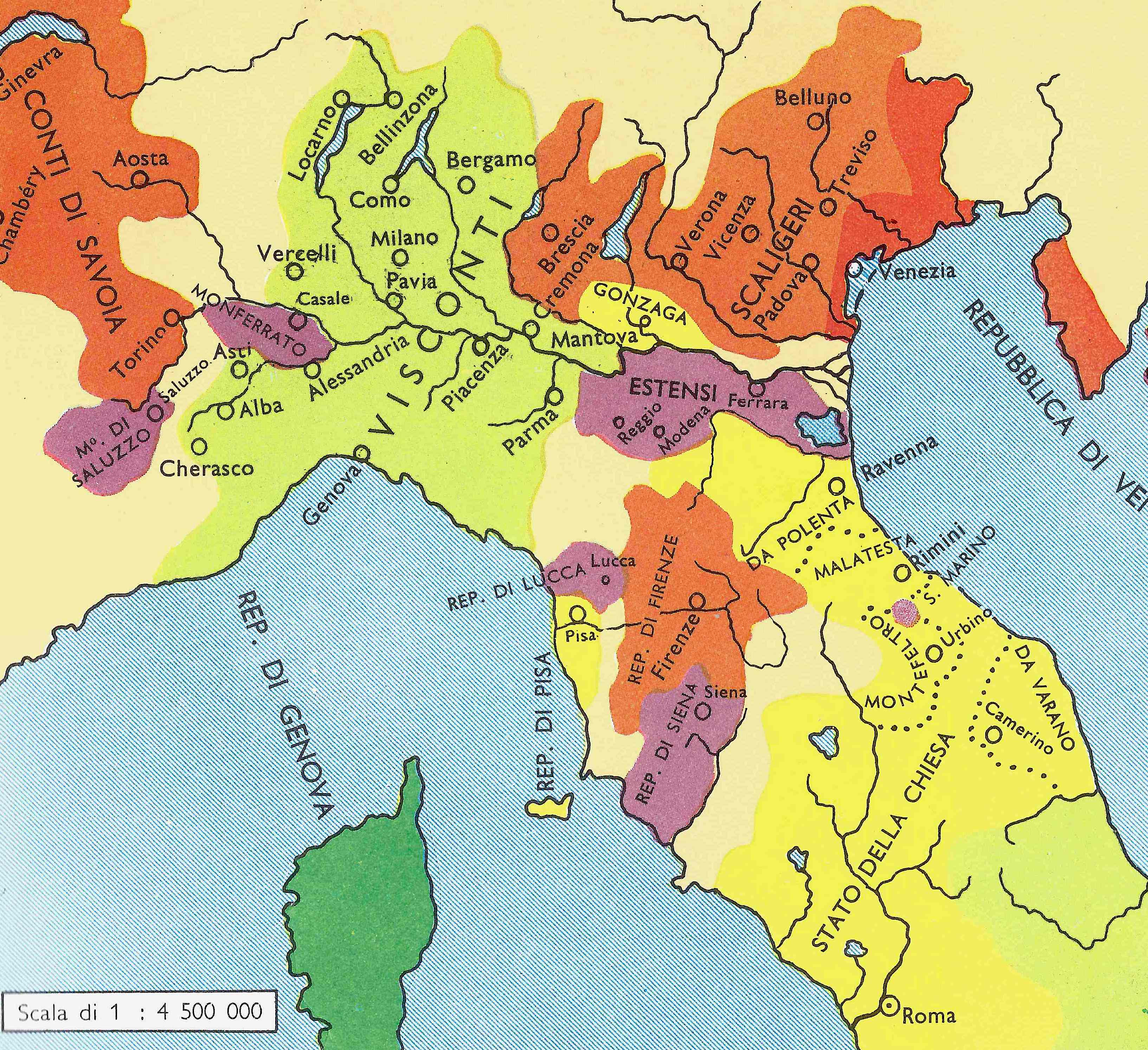Figure 43: (R1_28) Political map of Italy, c. 1340