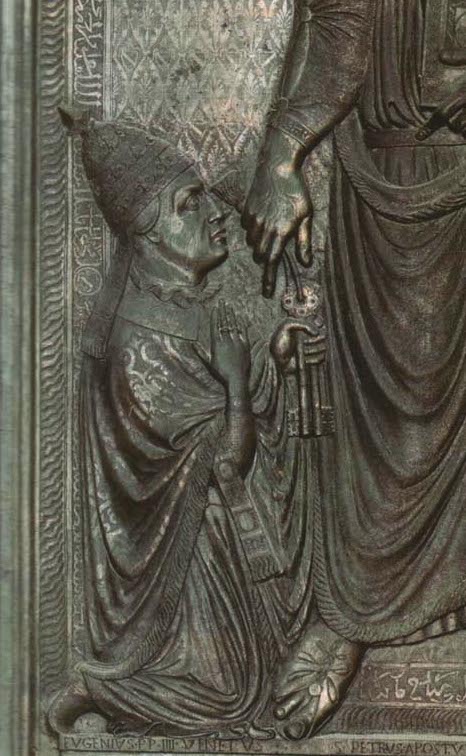 Figure 46: (R1_32) Filarete, Detail of Eugenius IV on central door of St Peter’s Basilica