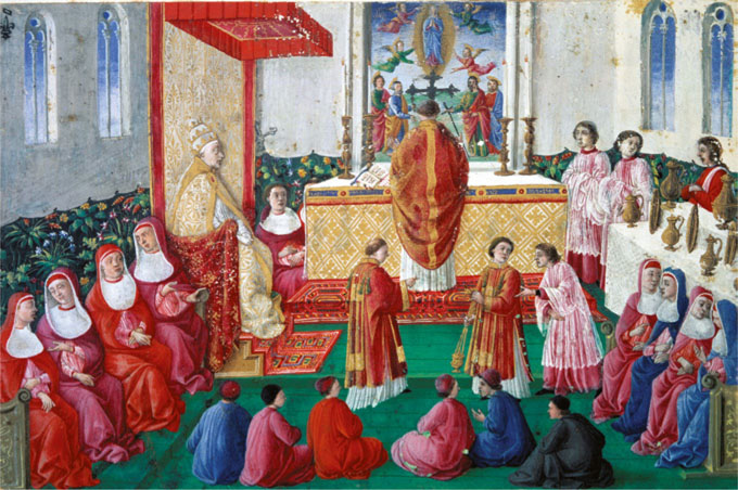 Figure 85: (R1_64) Giuliano Amadei, Pontifical Mass of Pope Sixtus IV in the Sistine Chapel, Musée Condé, Chantilly