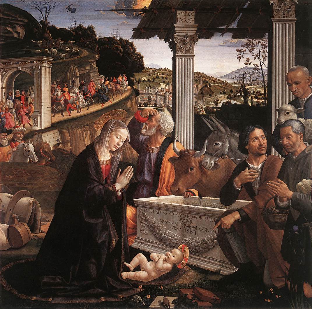 Figure 11: (R2_8) Domenico Ghirlandaio, Adoration of the Shepherds, c. 1483, Basilica of Santa Trinita, Florence