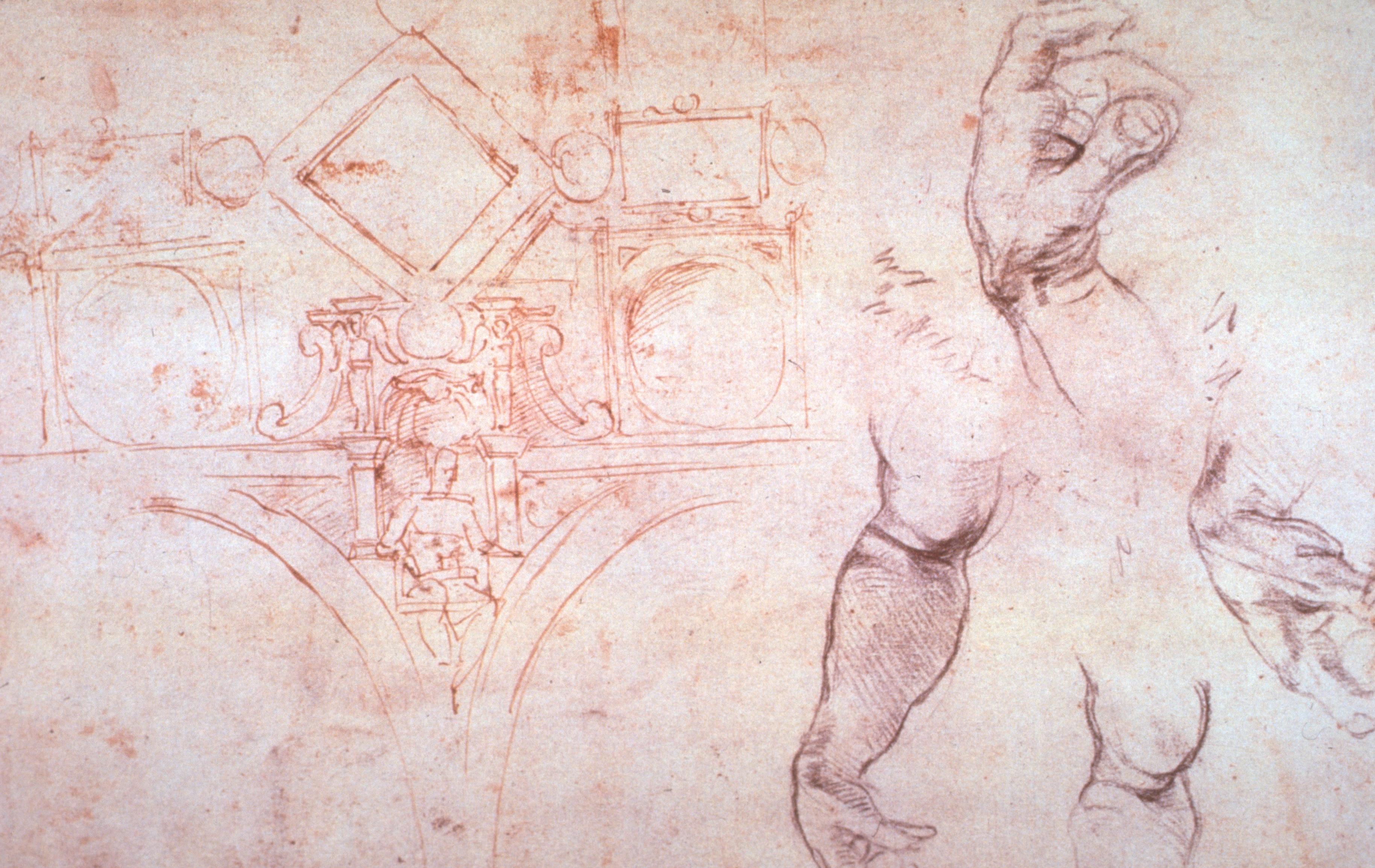Figure 46: (R3_33) Michelangelo preliminary sketch for the Sistine Chapel, British Museum