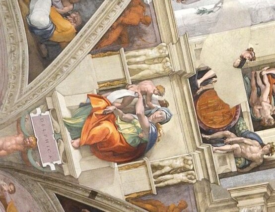 Figure 52: (R3_37b) Oblique view of Michelangelo, Delphic Sibyl