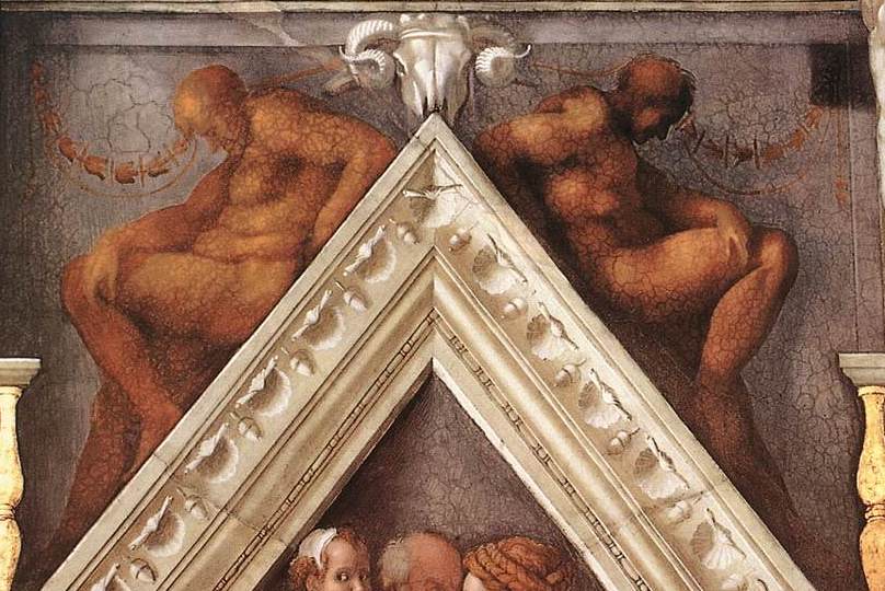 Figure 59: (R3_41) Michelangelo, Tip of spandrel in the Sistine Chapel