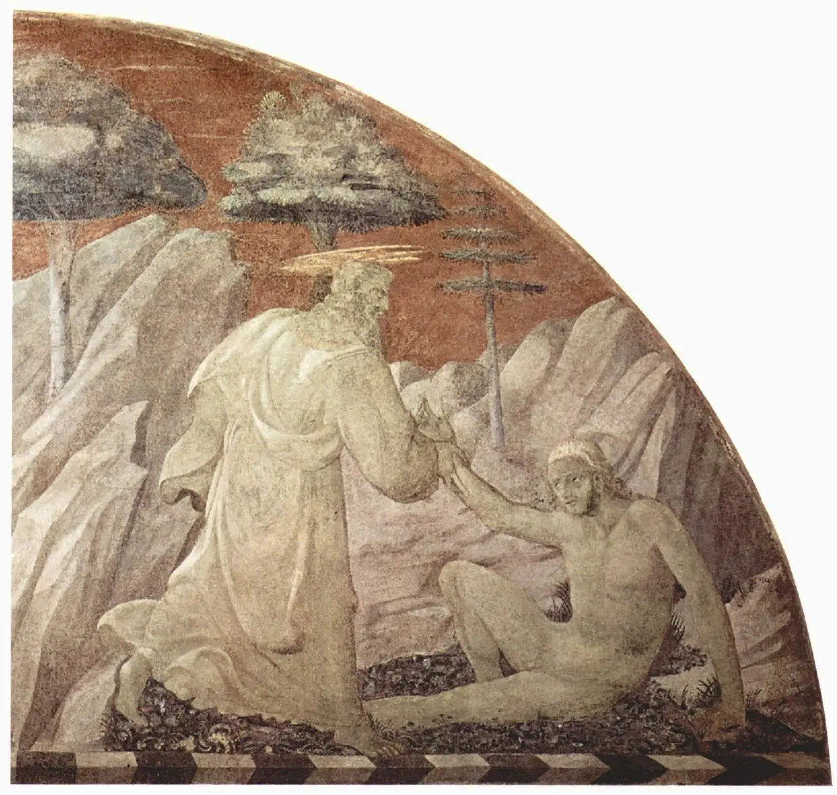 Figure 23: Detail from Paolo Uccello, Creation of the Animals and Creation of Adam, Basilica of Santa Maria Novella, Florence