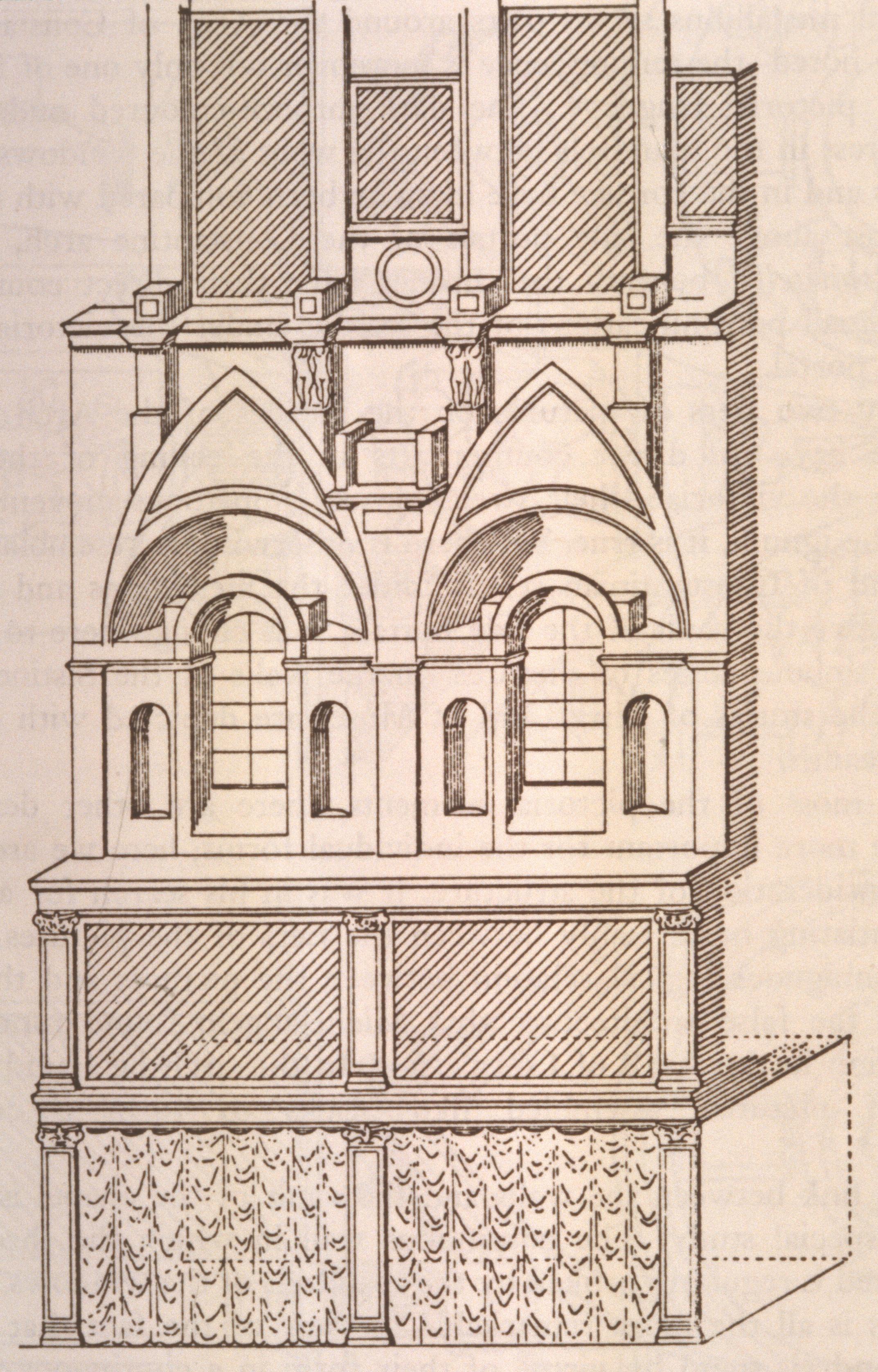 Figure 3: (R4_3) Diagram of the architectural framework, real and fictive, of the Sistine Chapel