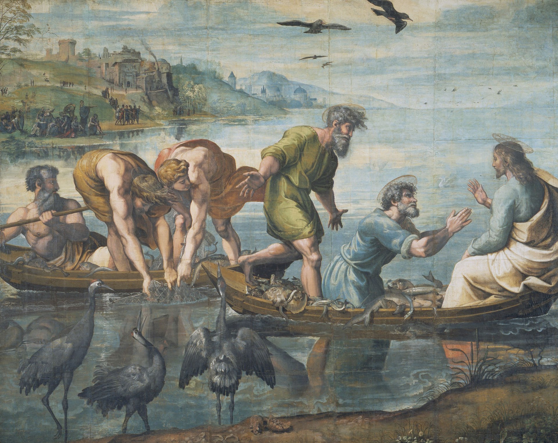 Figure 46: (R5_36) Raphael, Cartoon of The Miraculous Draft of Fish (flipped), V&A Museum