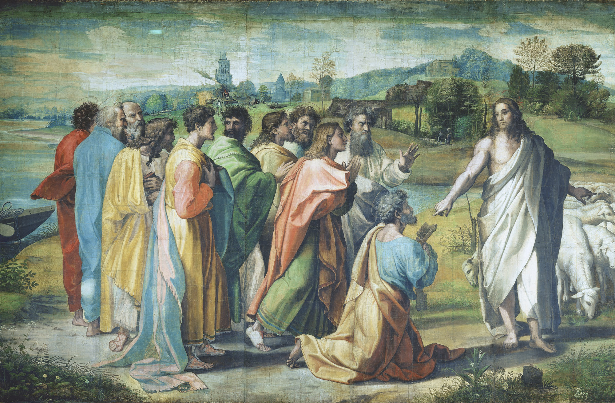 Figure 54: (R5_43) Raphael, Cartoon of Christ’s Charge to Peter (flipped), V&A Museum