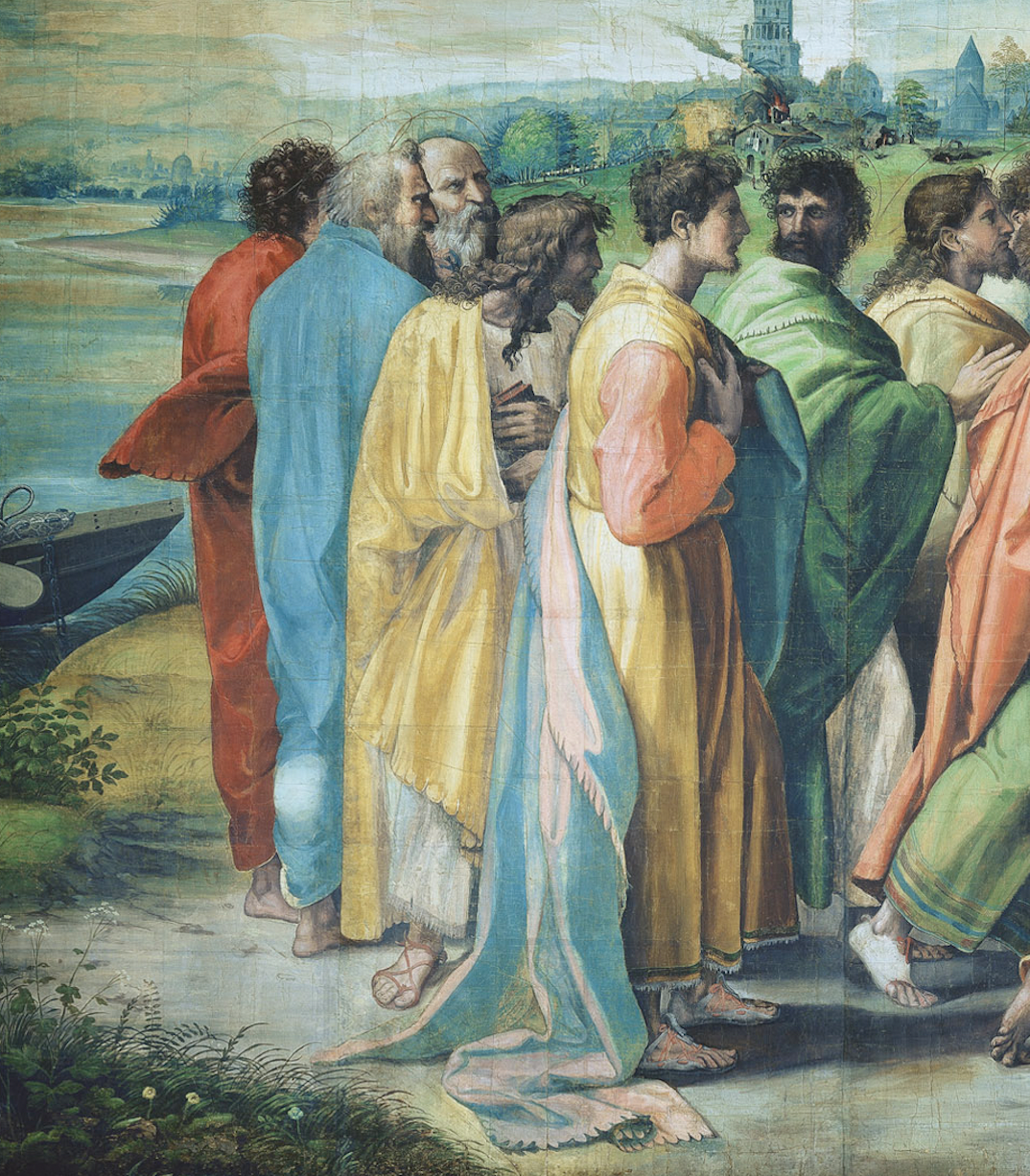 Figure 60: (R5_48a) Detail from cartoon of Christ’s Charge to Peter (flipped)