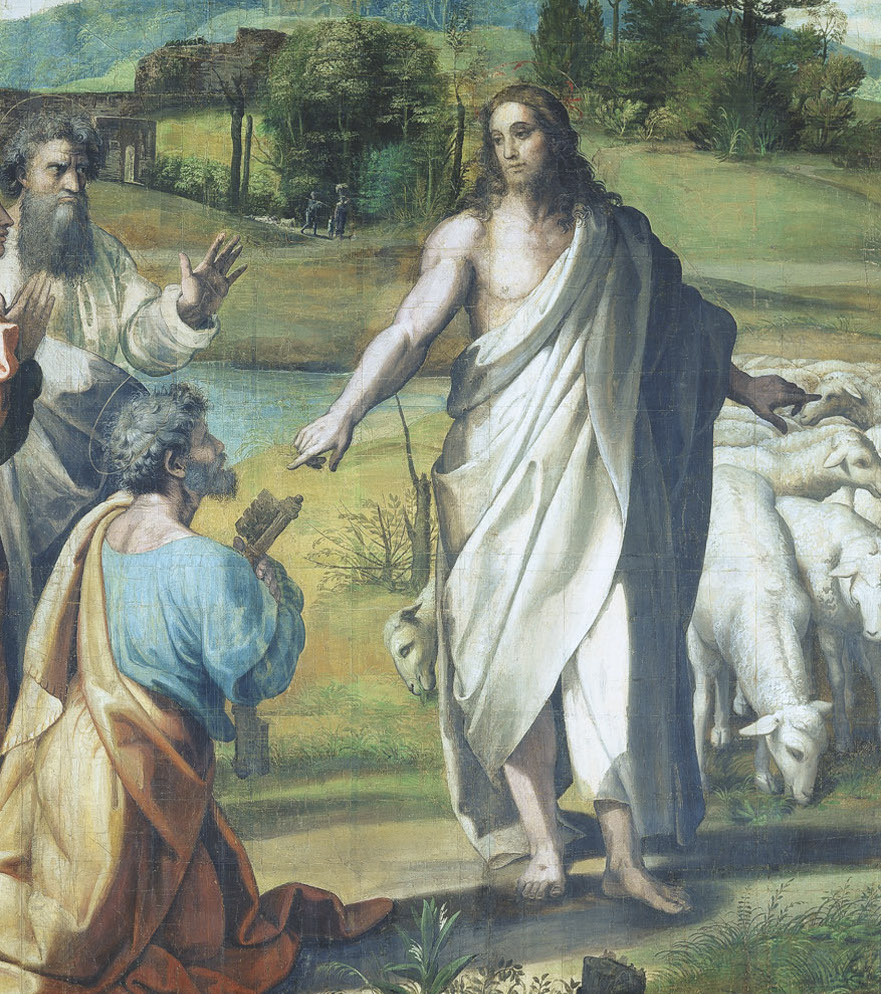 Figure 61: (R5_48b) Detail from cartoon of Christ’s Charge to Peter (flipped)