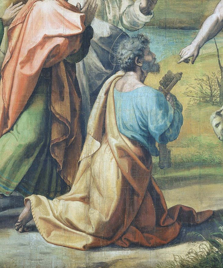 Figure 62: (R5_49a) Detail from cartoon of Christ’s Charge to Peter (flipped)