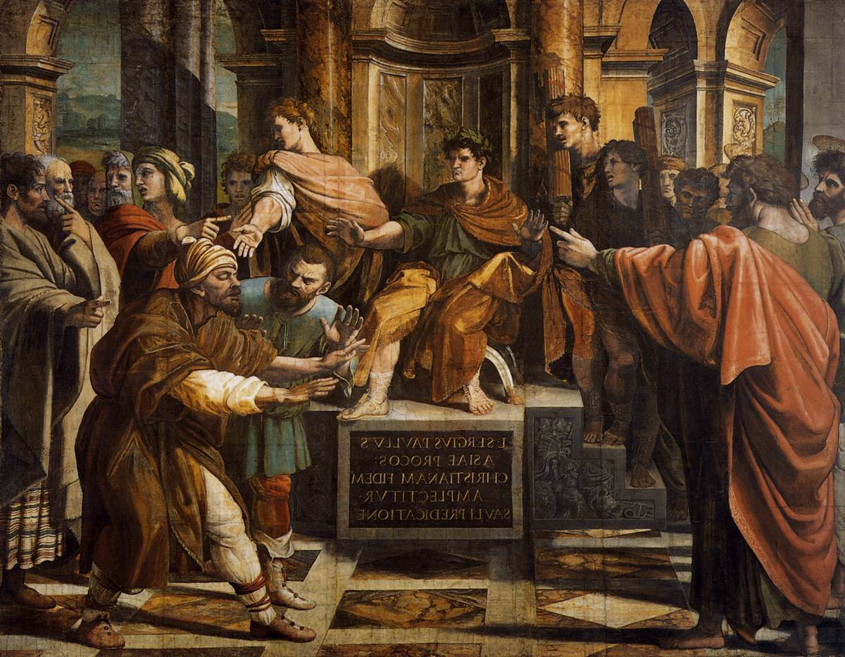 Figure 69: (R5_56) Raphael, Cartoon of The Conversion of the Proconsul (flipped), V&A Museum