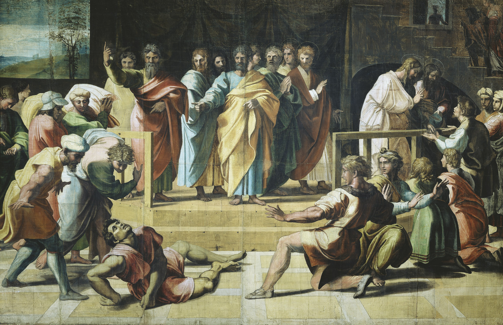 Figure 76: (R5_62_bis) Raphael, Cartoon of The Death of Ananias (flipped), V&A Museum
