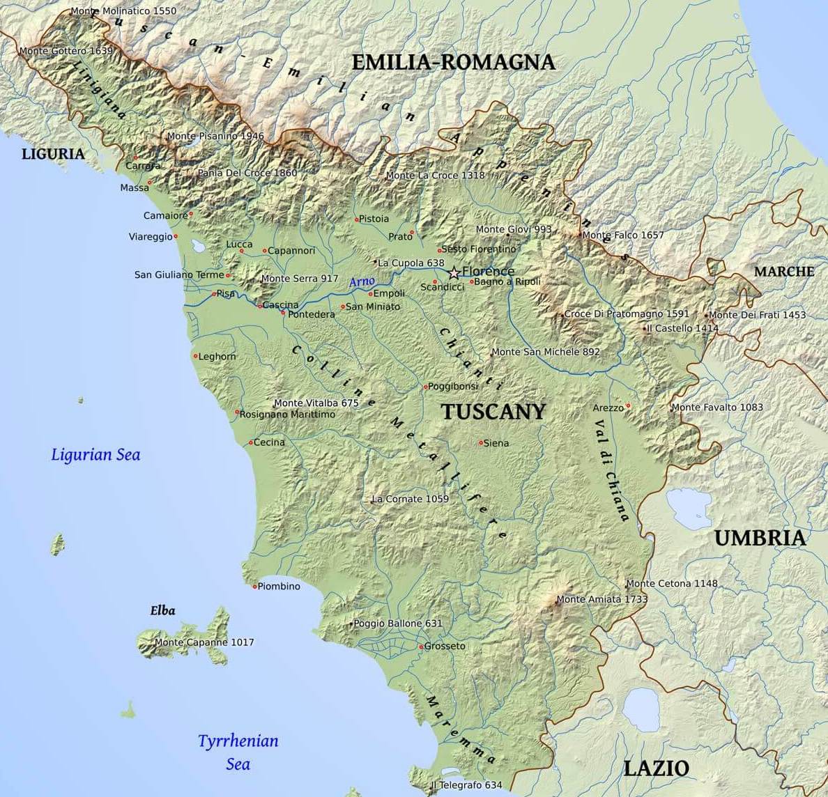Figure 17: (S1_14) Relief map of Tuscany