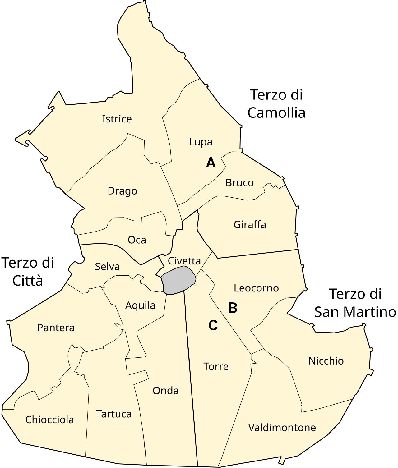 Figure 33: (S1_23) Sites of the original ‘contrade’