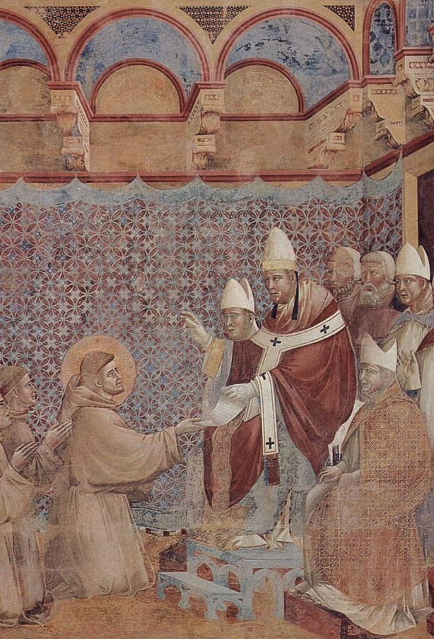Figure 2: (S3_0b) Giotto, St Francis kneeling before Pope Innocent III, Upper Church, Assisi