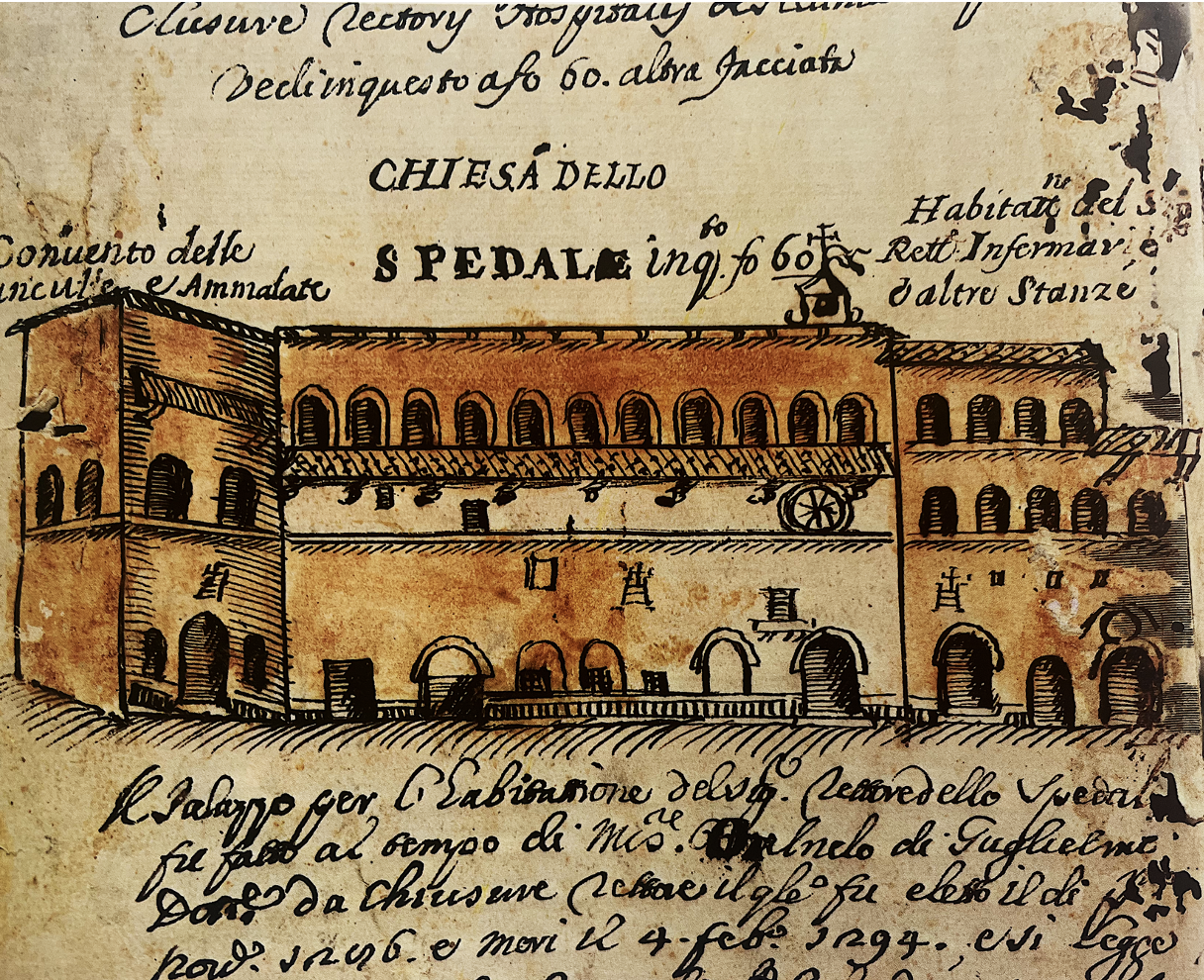 Figure 12: (S5_8b) Drawing of Santa Maria della Scala, c. 1350, Archivio di Stato di Siena