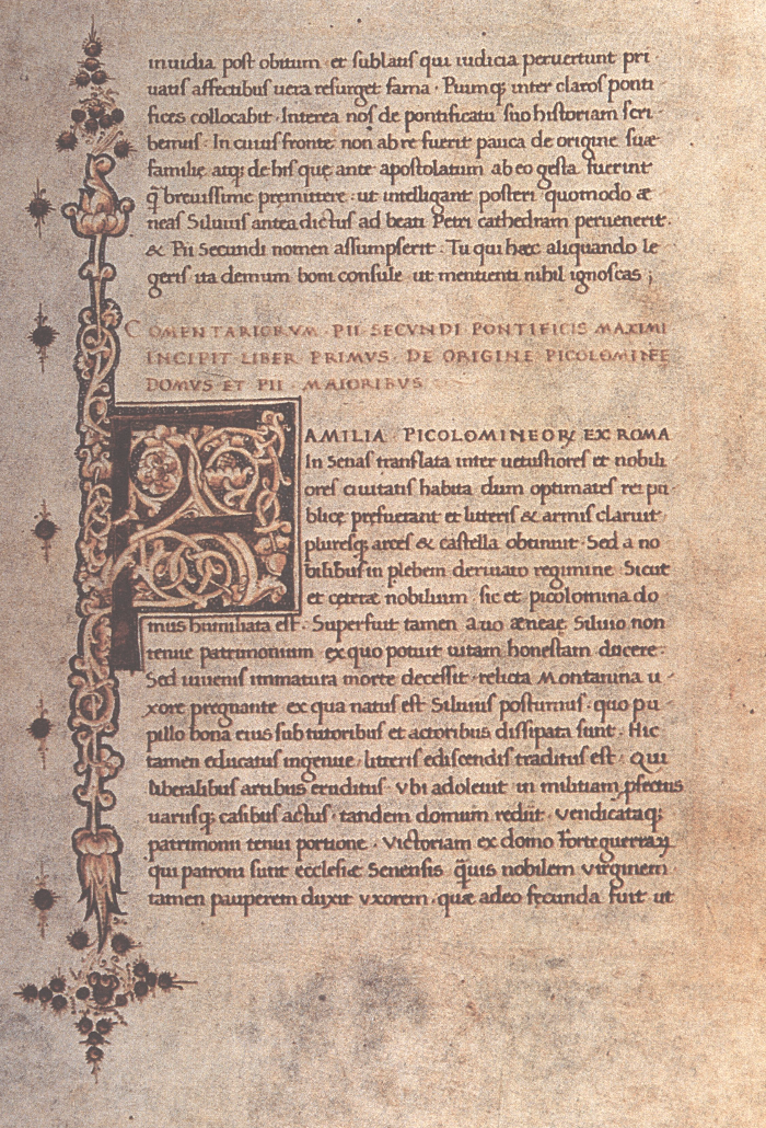 Figure 15: (S7_12) The first page of The Commentaries of Pope Pius II