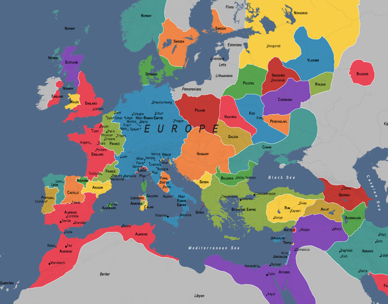 Figure 39: (S7_33a) Political map of Europe, c. 1450