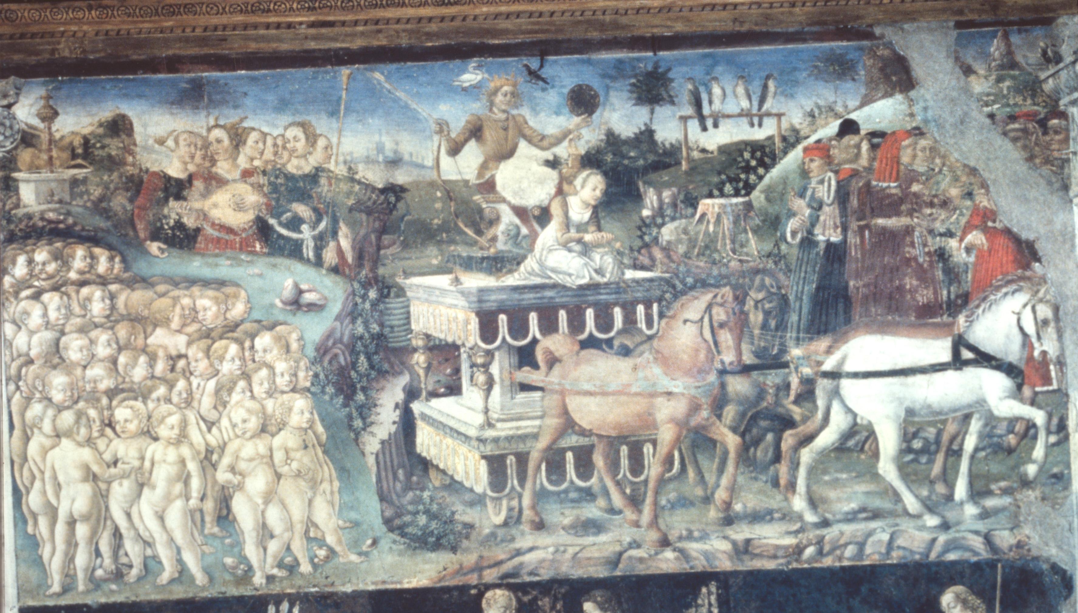 Figure 44: (V3_43) Francesco Cossa, Detail from fresco of the Allegory of May, Hall of the Months, Palazzo Schifanoia