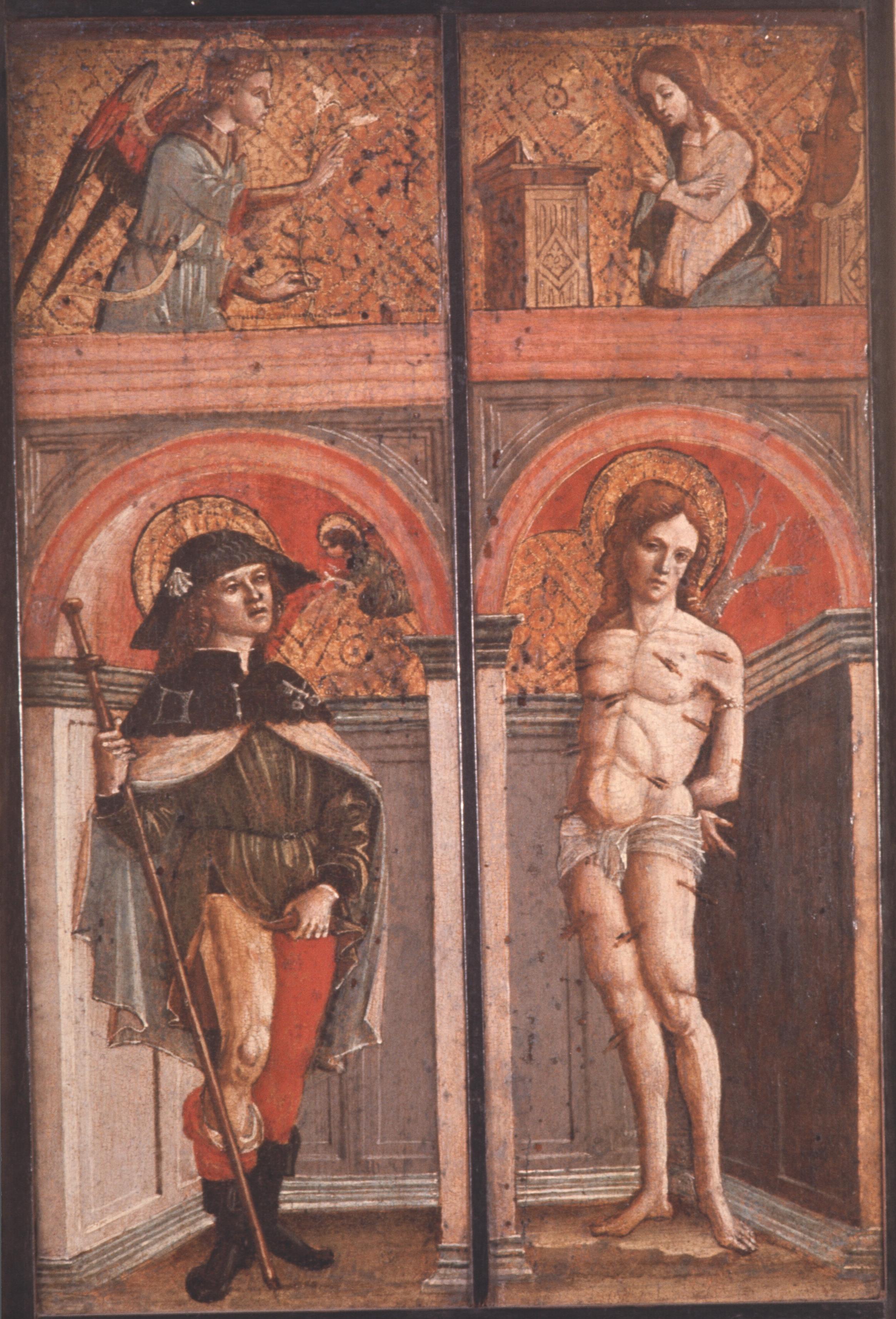 Figure 3: (V4_3) Vincenzo Civerchio attrib., St Roche and St Sebastian, Fitzwilliam Museum