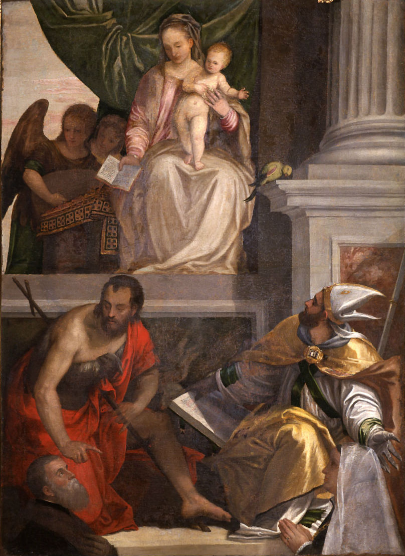 Figure 12: (V5_12) Veronese, Madonna Enthroned with Child, St John the Baptist, St Louis of Toulouse and Donors, Museo di Castelvecchio